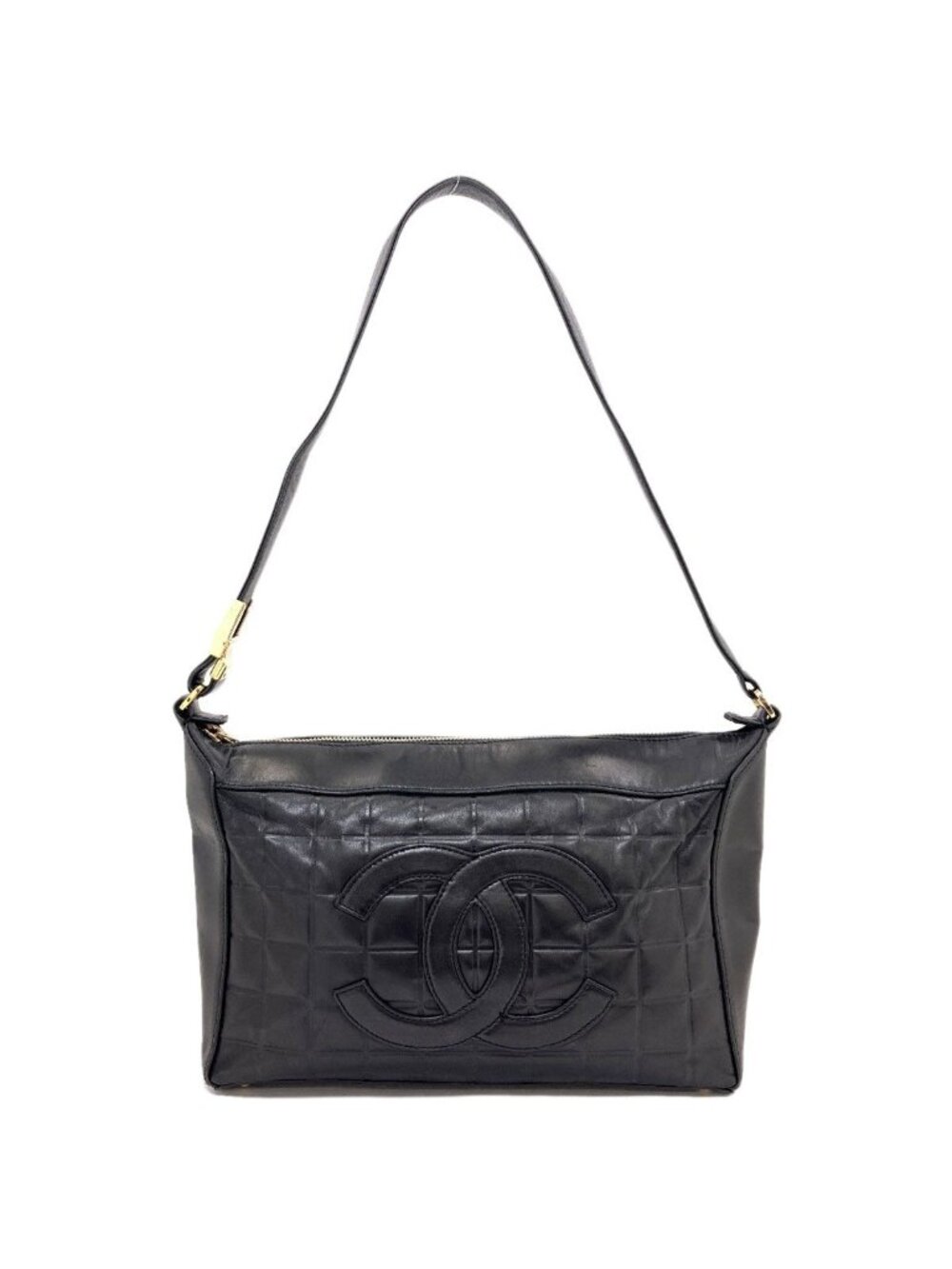 Chanel Choco Bar CC Logo Gold Shoulder Bag Lambskin